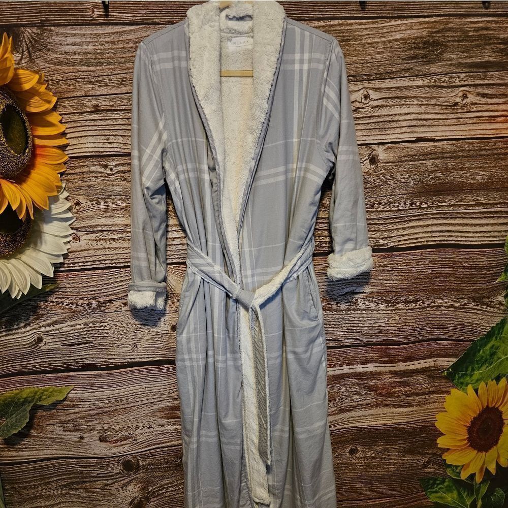 Relax robe Women's medium gray/white Pre-owned